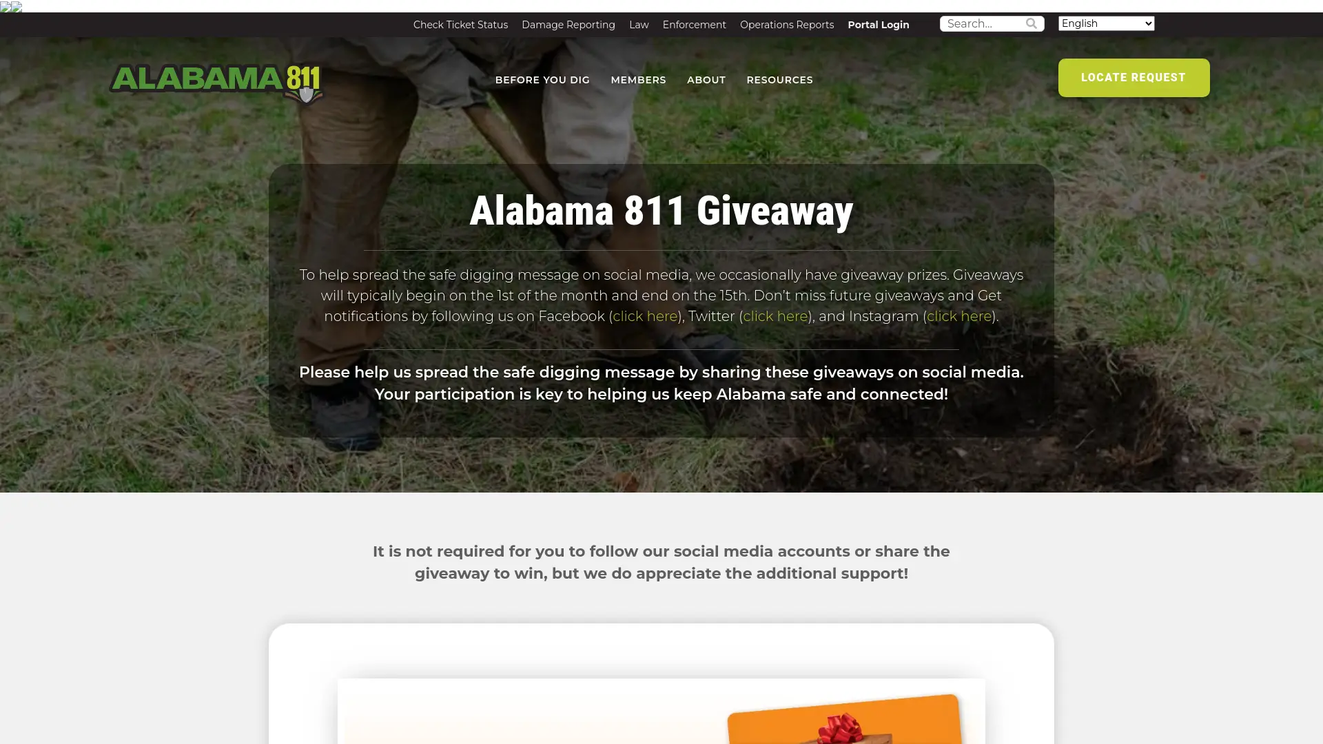 Sweepstake Alabama 811 Giveaway by Alabama 811