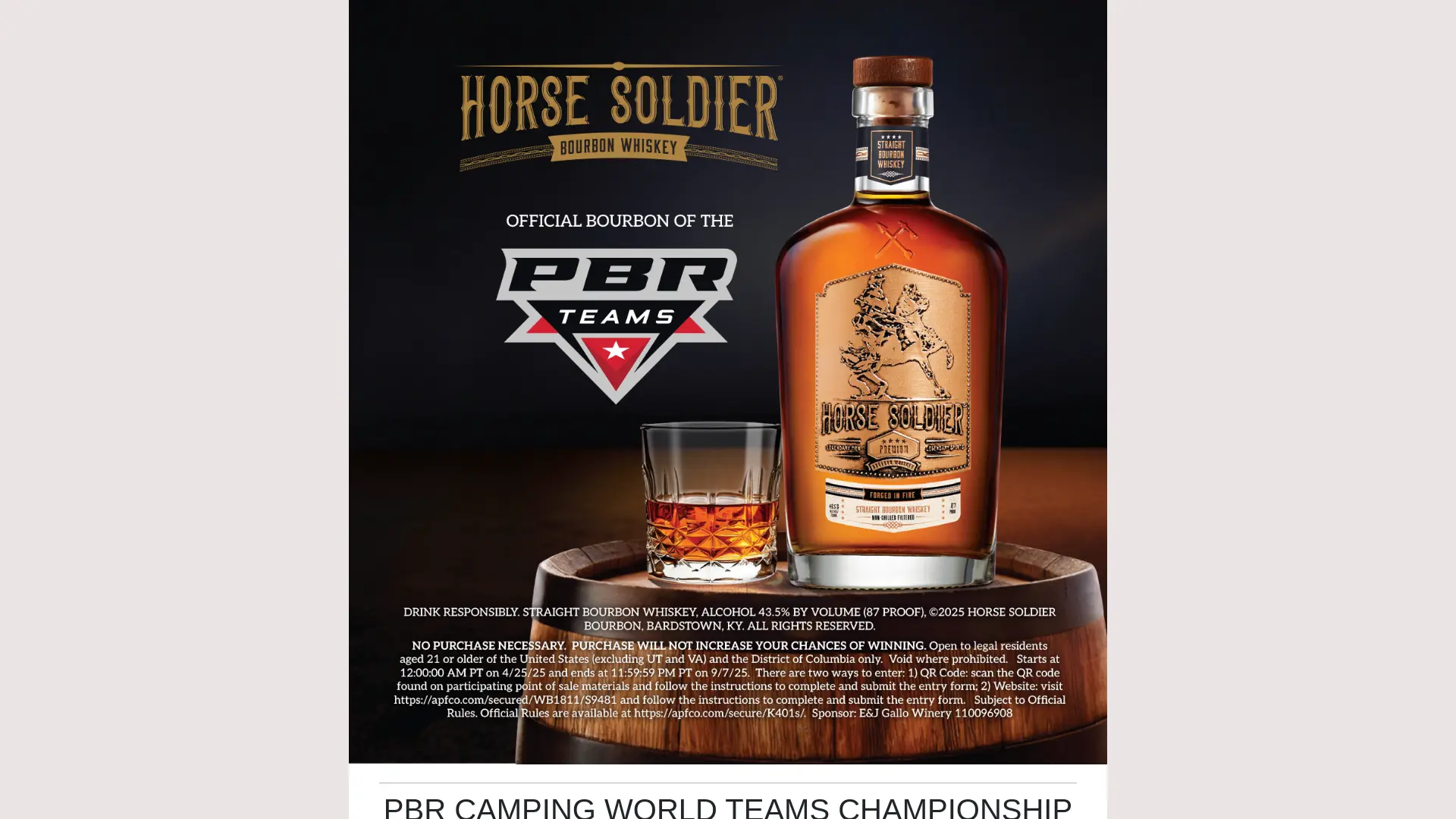 Sweepstake Horse Soldier Camping World Teams Championship Sweepstakes by E. & J. Gallo Winery