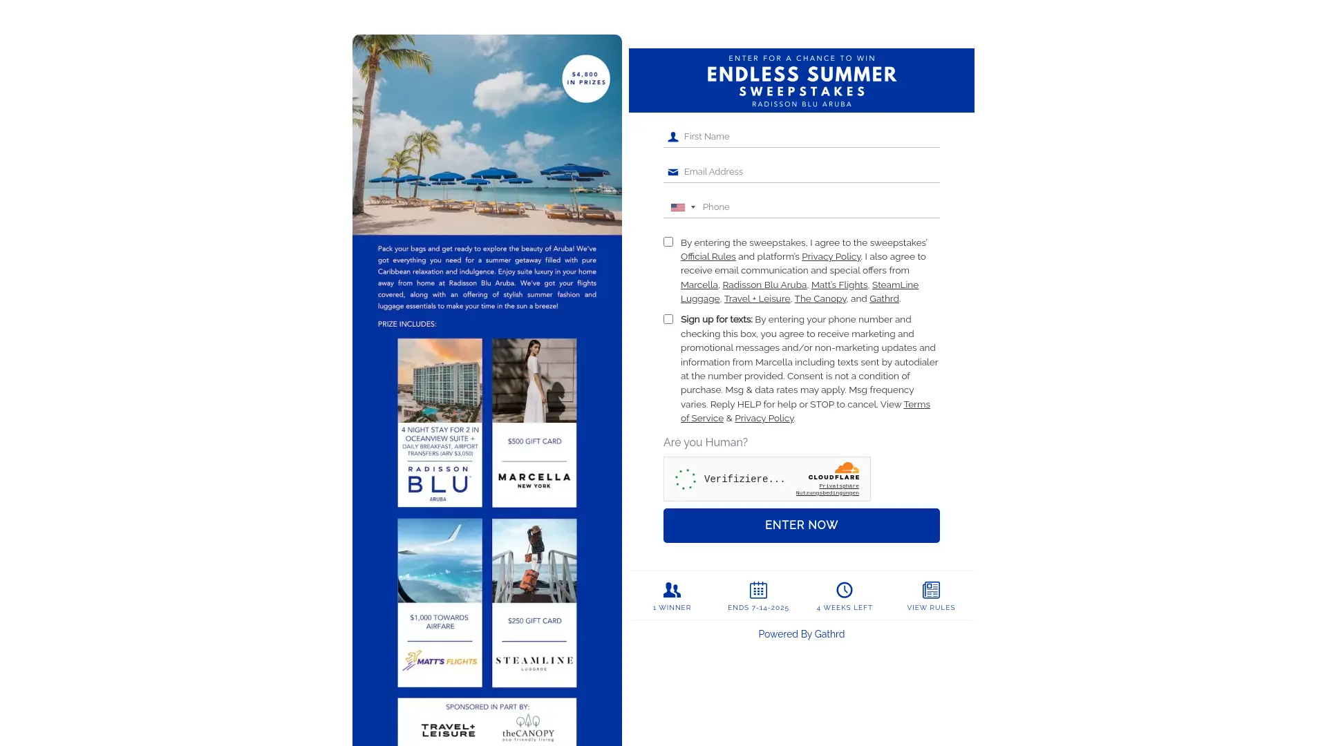 Sweepstake Endless Summer Sweepstakes by Marcella