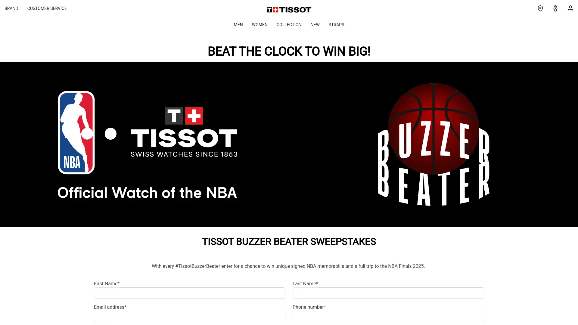 Sweepstake Tissot Buzzer Beater Sweepstakes by The Swatch Group (U.S.) Inc., Tissot Division