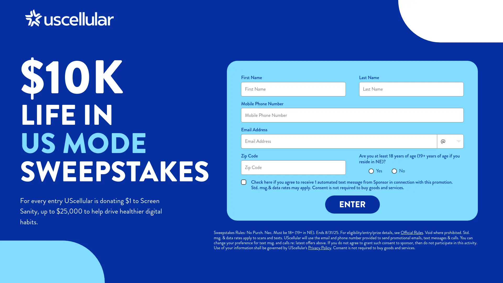 Sweepstake UScellular® “$10K Life in US Mode” 2025 SWEEPSTAKES by UScellular