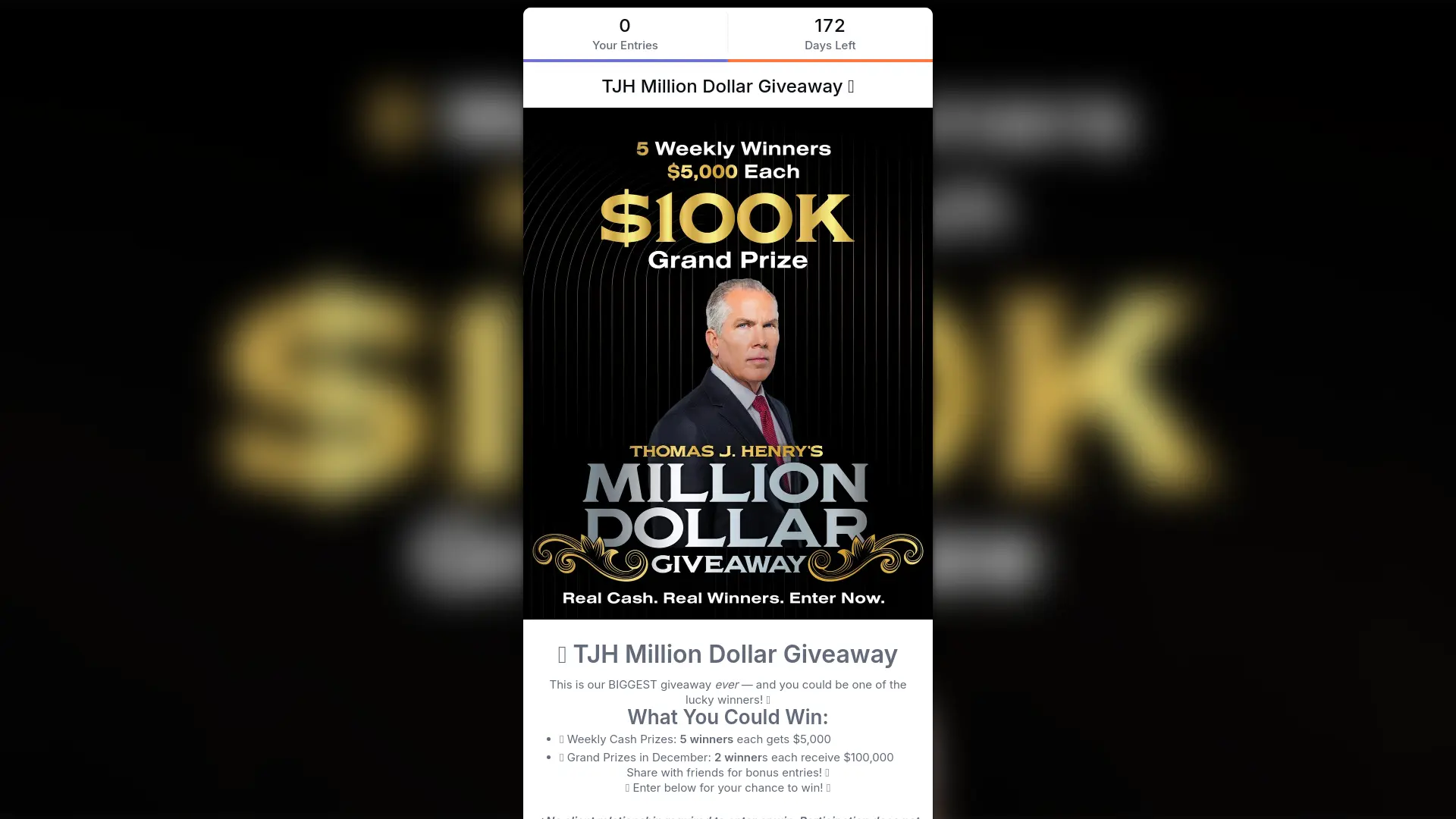 Sweepstake TJH Million Dollar Giveaway by Thomas J. Henry Law