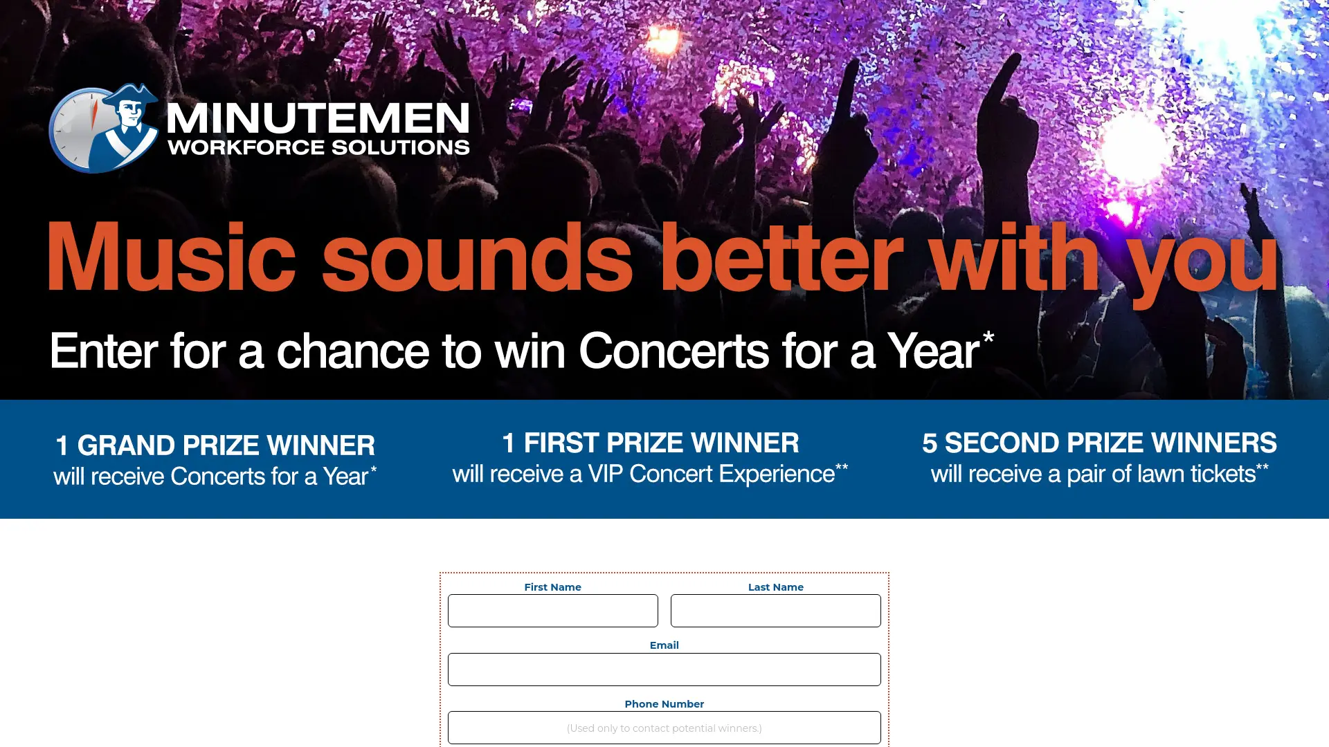 Sweepstake Minutemen Concerts For A Year Sweepstakes 2025 by Minute Men, Live Nation