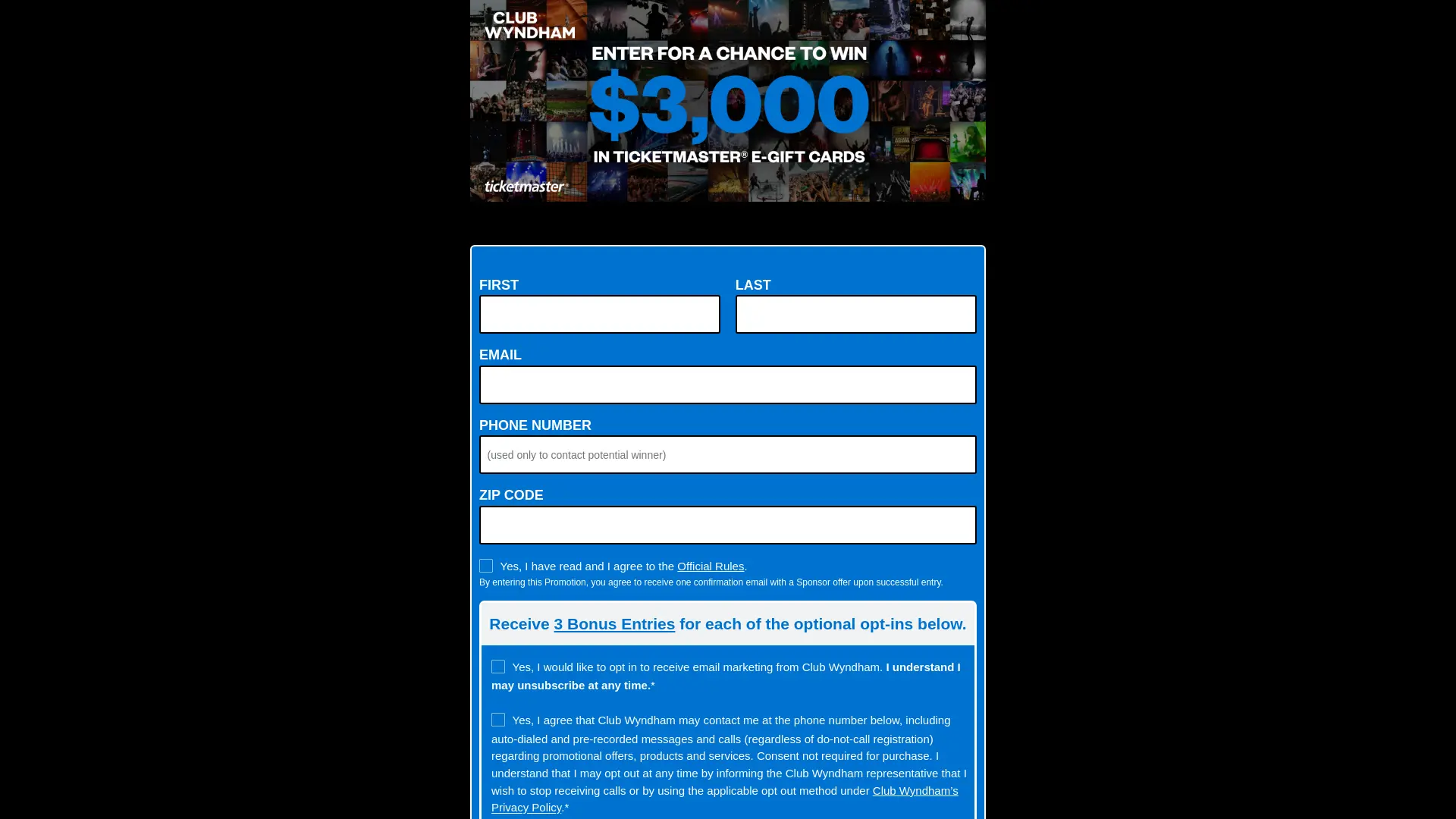 Sweepstake Club Wyndham “Tickets For A Year” Sweepstakes #4 by Wyndham Worldwide Operations, Inc.