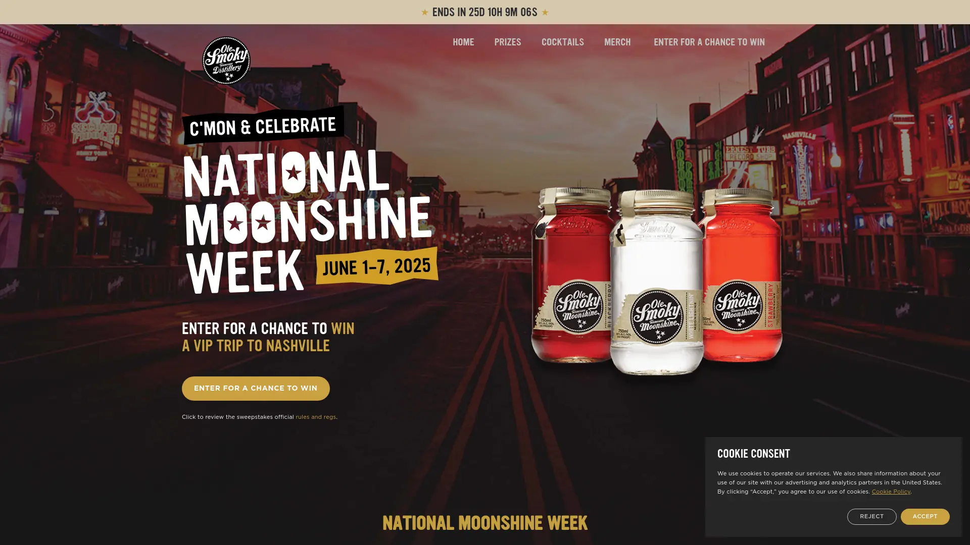 Sweepstake National Moonshine Week Sweepstakes - Ole Smoky by Ole Smoky Distillery