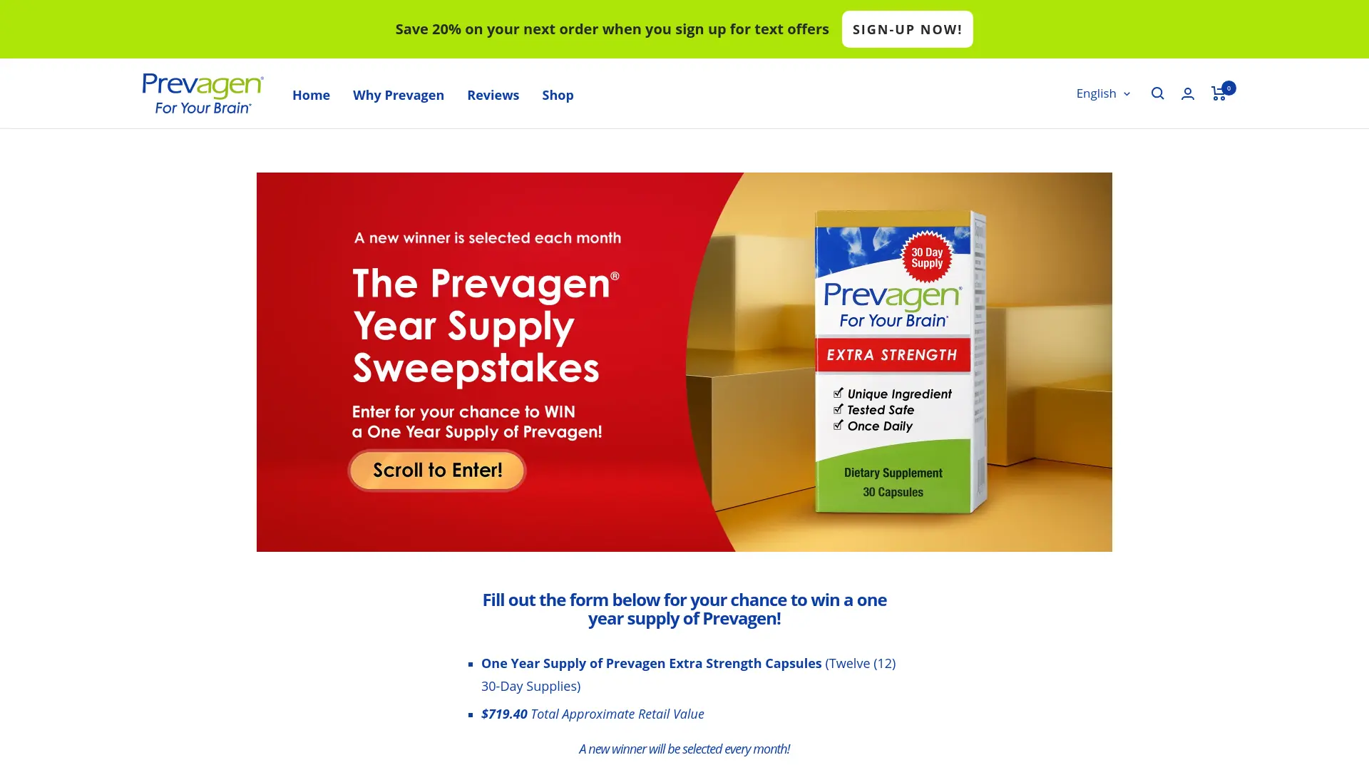 Sweepstake Prevagen Sweepstakes - Quincy Bioscience by Quincy Bioscience