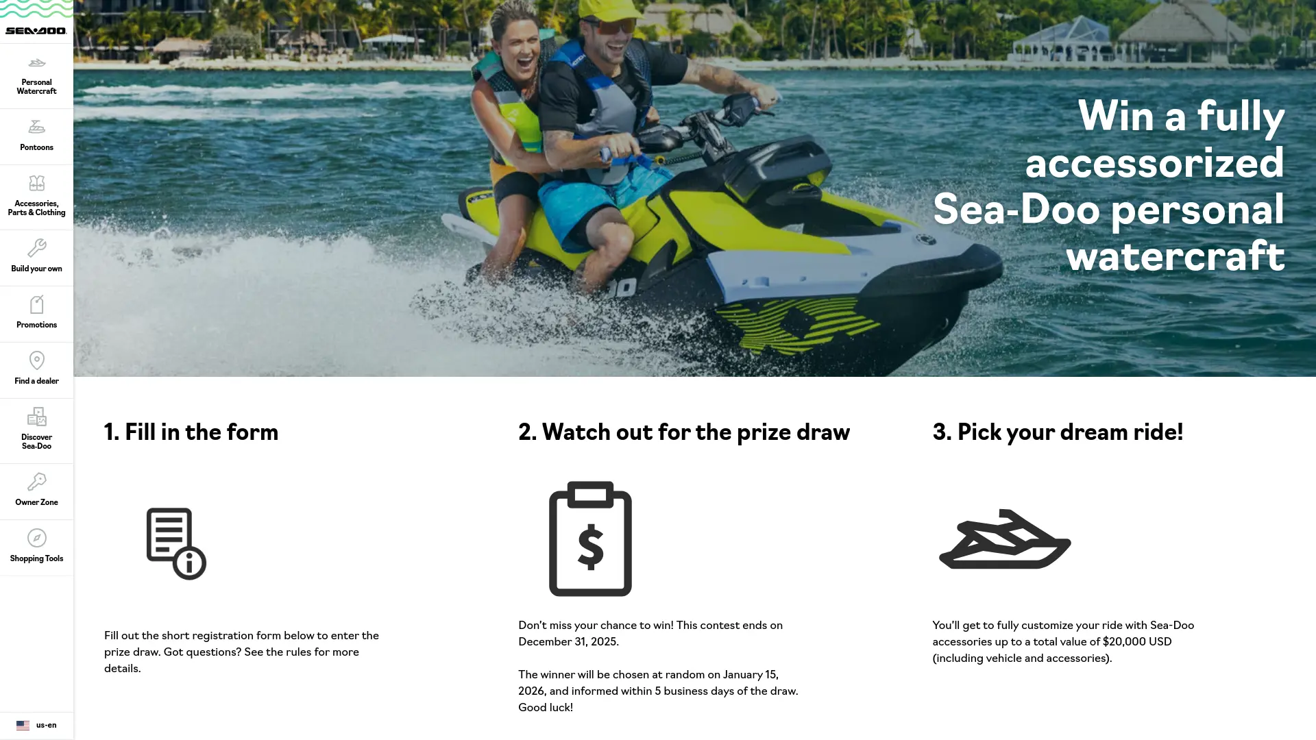 Sweepstake Win a fully accessorized Sea‑Doo personal watercraft - BRP by Bombardier Recreational Products