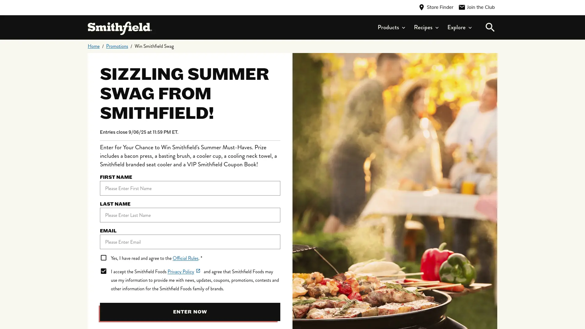 Sweepstake Sizzling Summer Swag from Smithfield by Smithfield Foods, Inc.