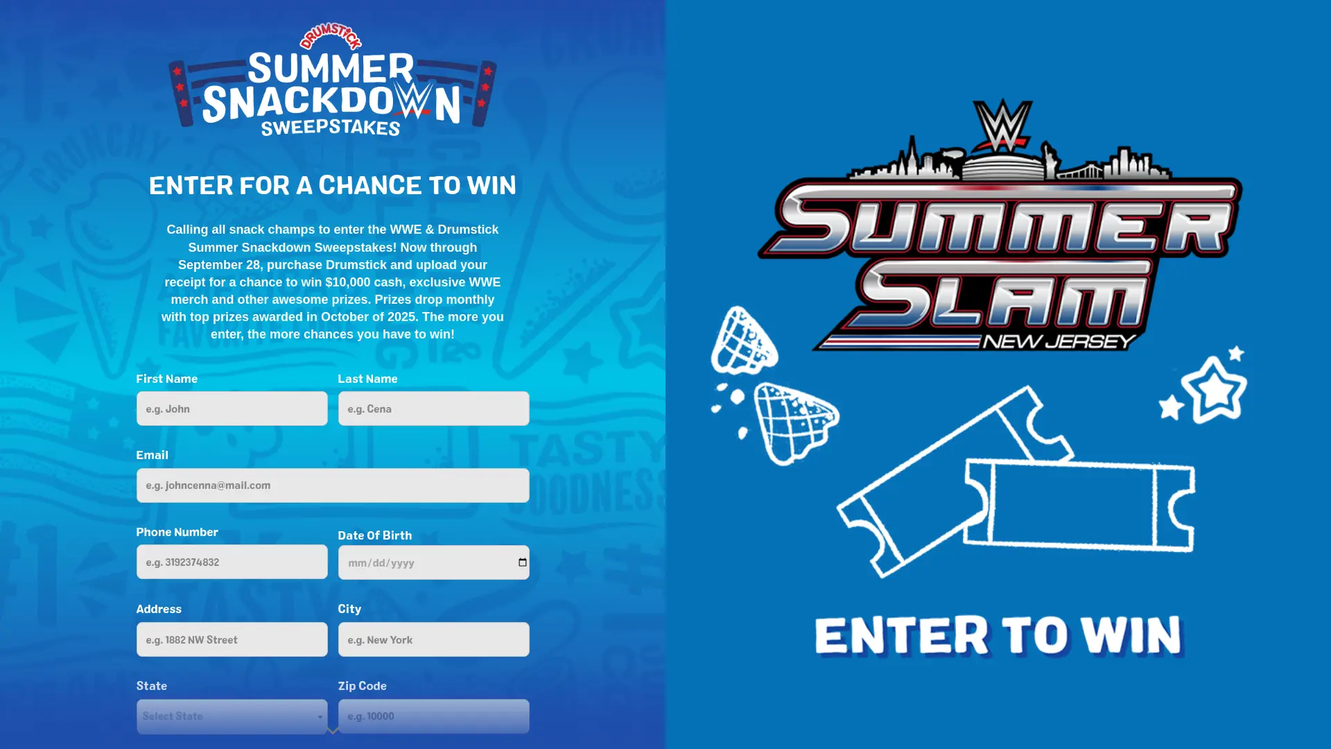 Sweepstake WWE & Drumstick Summer Snackdown Sweepstakes by Dreyer's Grand Ice Cream