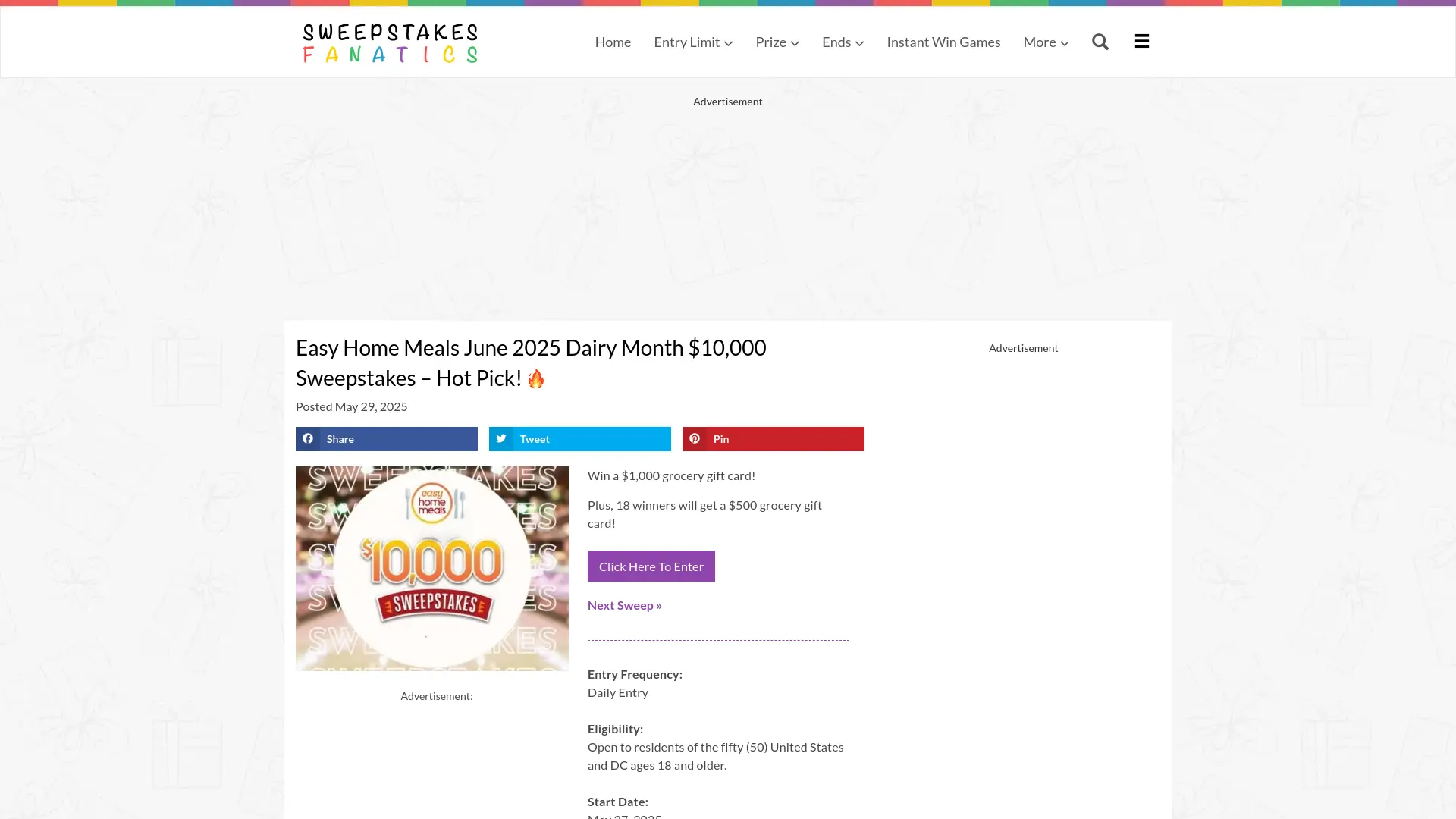 Sweepstake Easy Home Meals June 2025 Dairy Month $10,000 Sweepstakes by Easy Home Meals