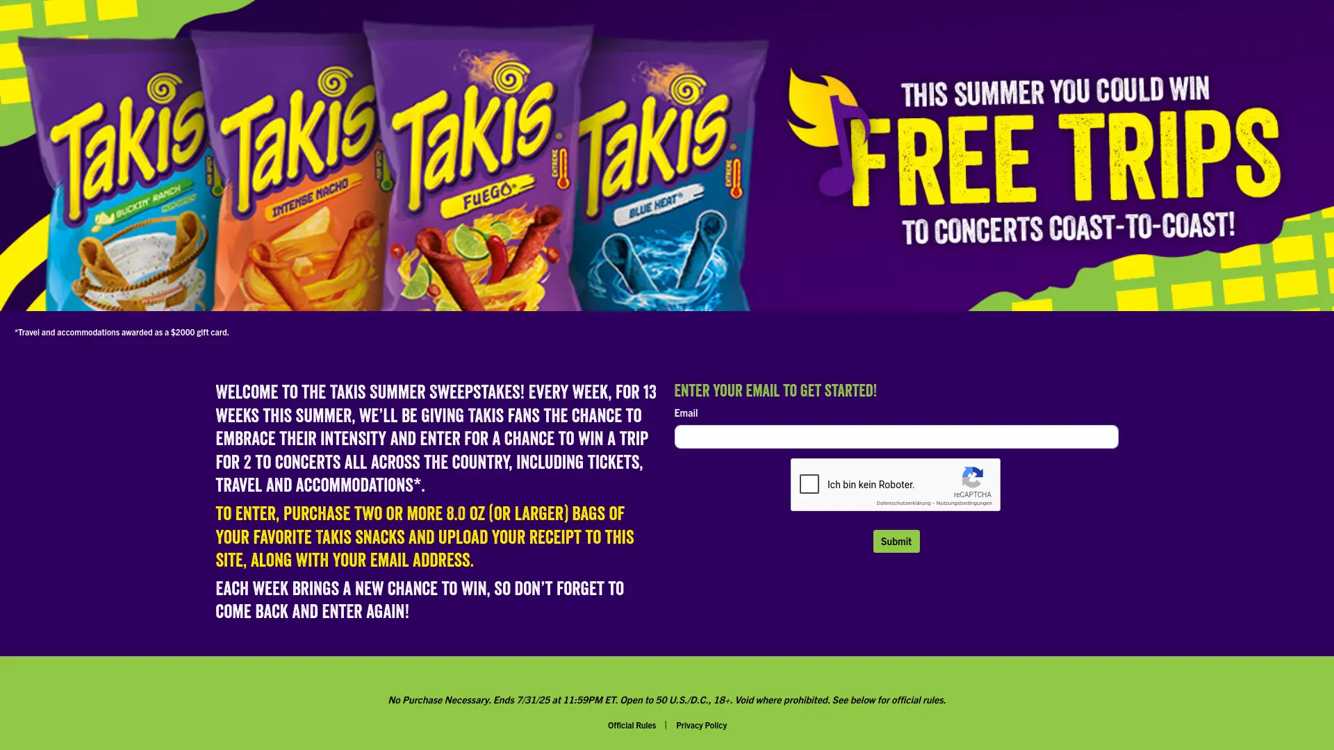 Sweepstake Takis Summer Sweepstakes by Barcel USA, LLC