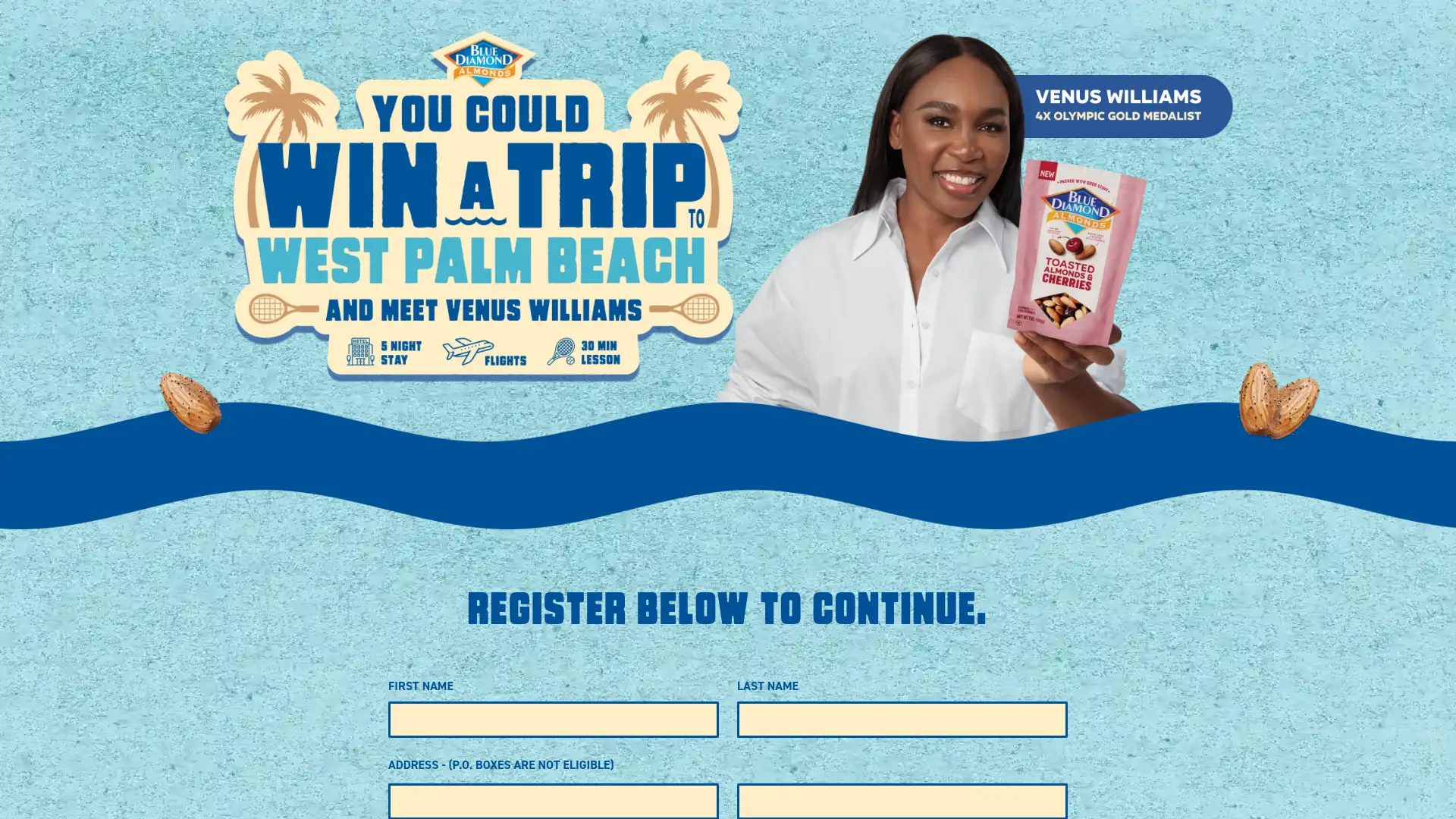 Sweepstake Blue Diamond Growers Venus Instant Win Game and Sweepstakes by Blue Diamond Growers