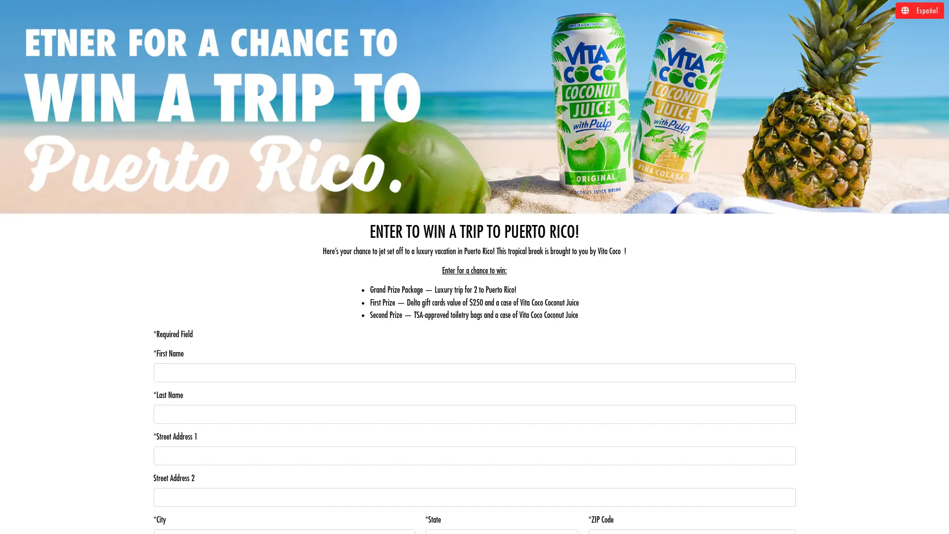 Sweepstake Vita Coco Puerto Rico Sweepstakes by The Vita Coco Company, Inc.
