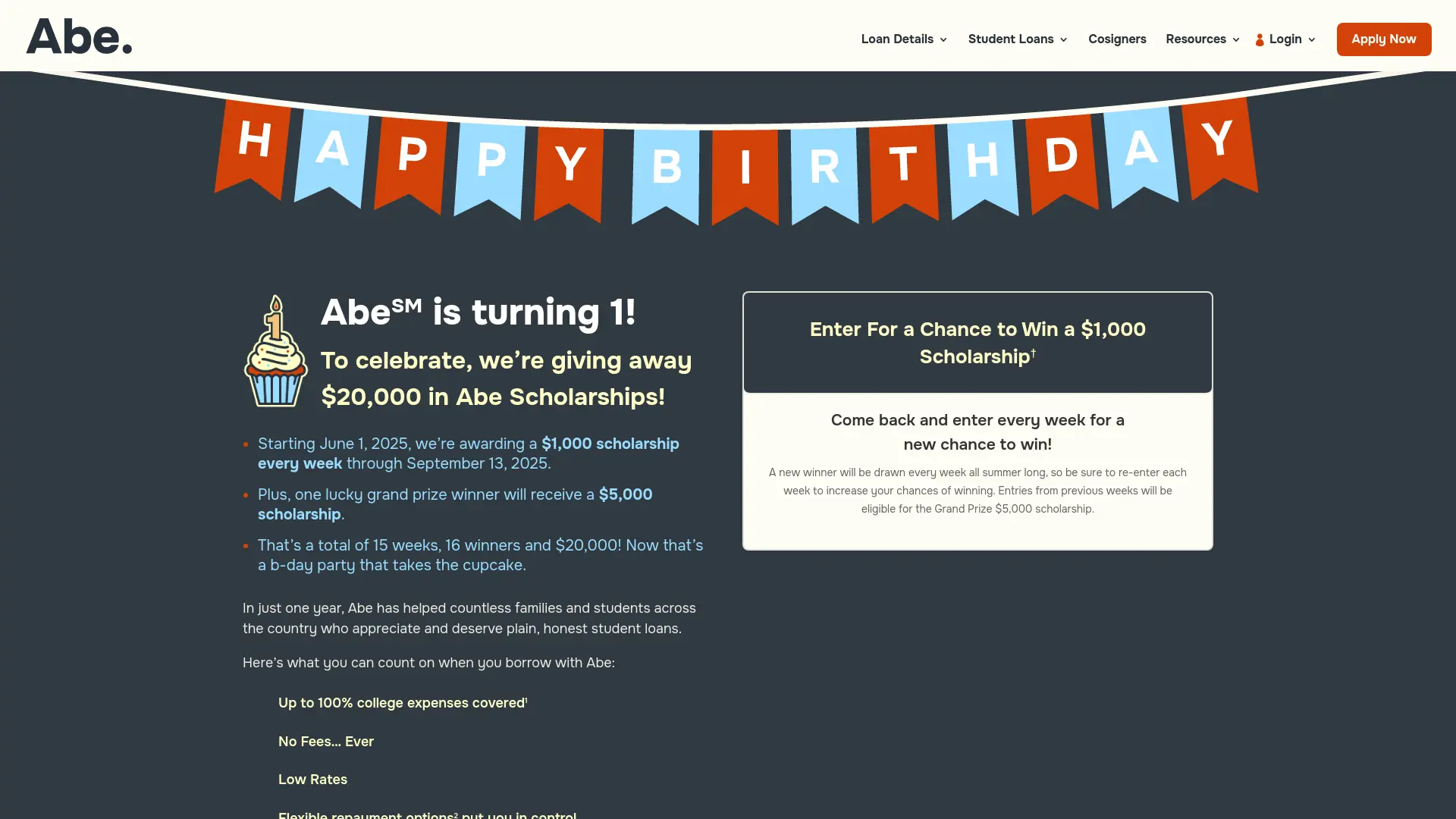 Sweepstake AbeSM 1st Birthday Scholarship Giveaway by Abe