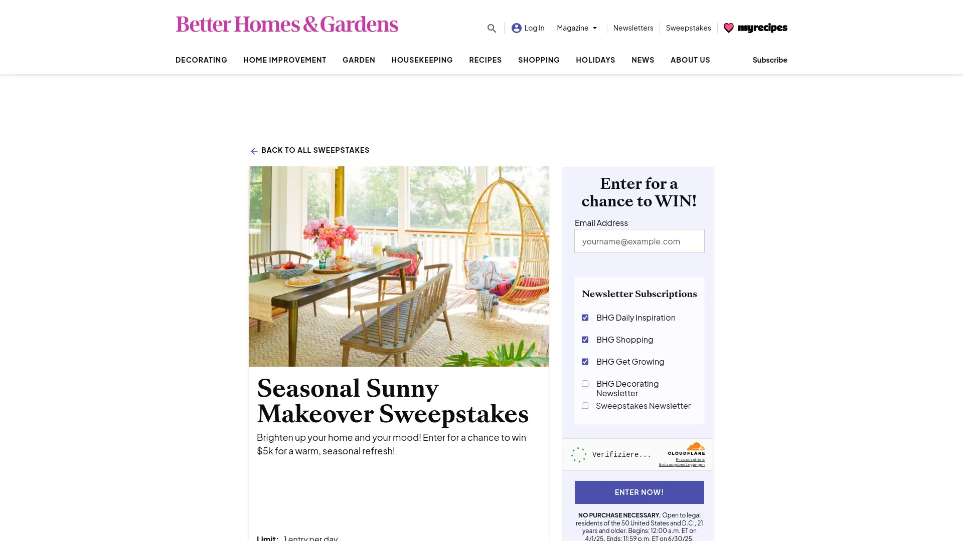 Sweepstake Seasonal Sunny Makeover Sweepstakes by Dotdash Meredith Inc.