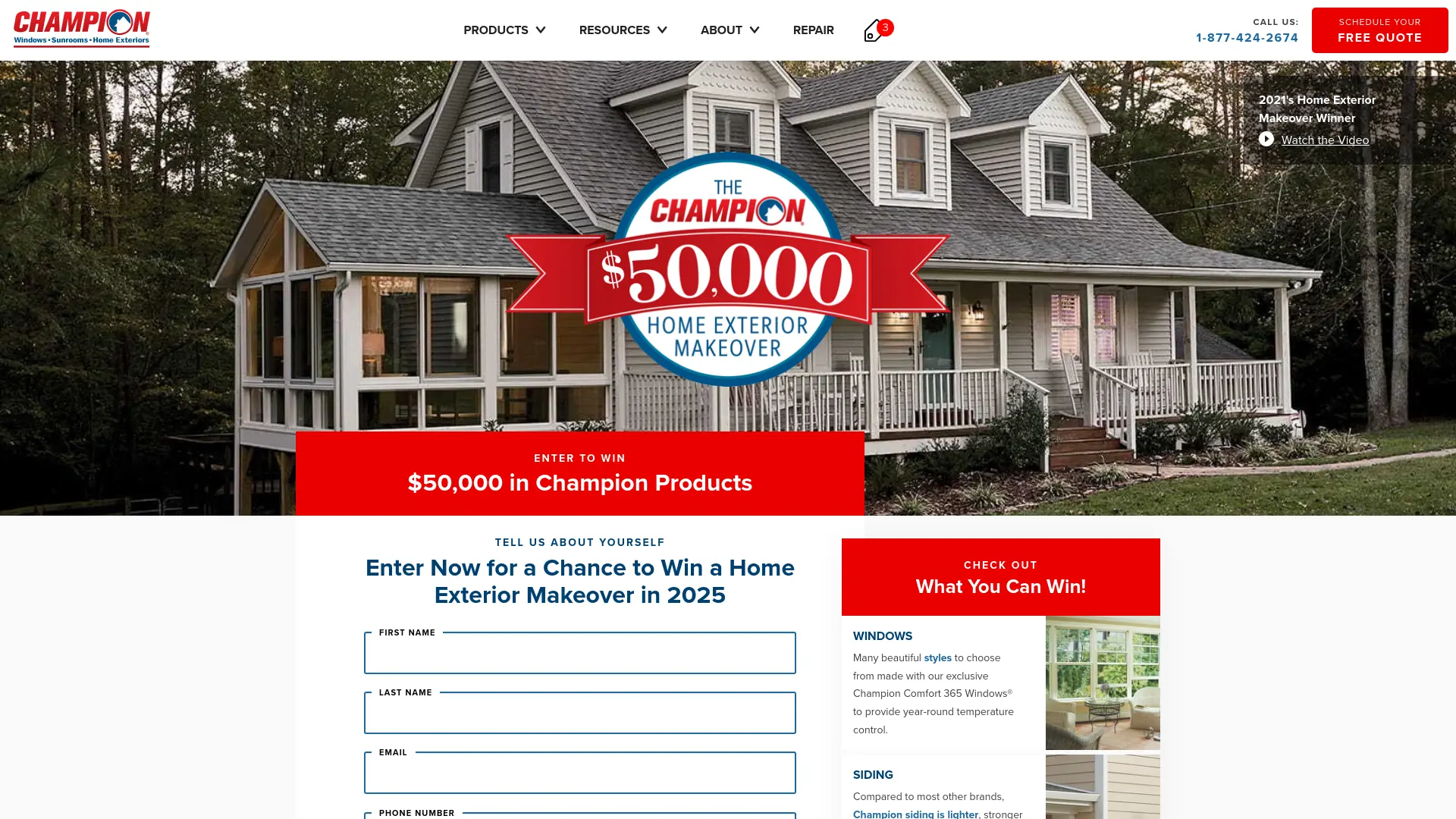 Sweepstake Champion Home Exterior Makeover by Champion Home Exteriors