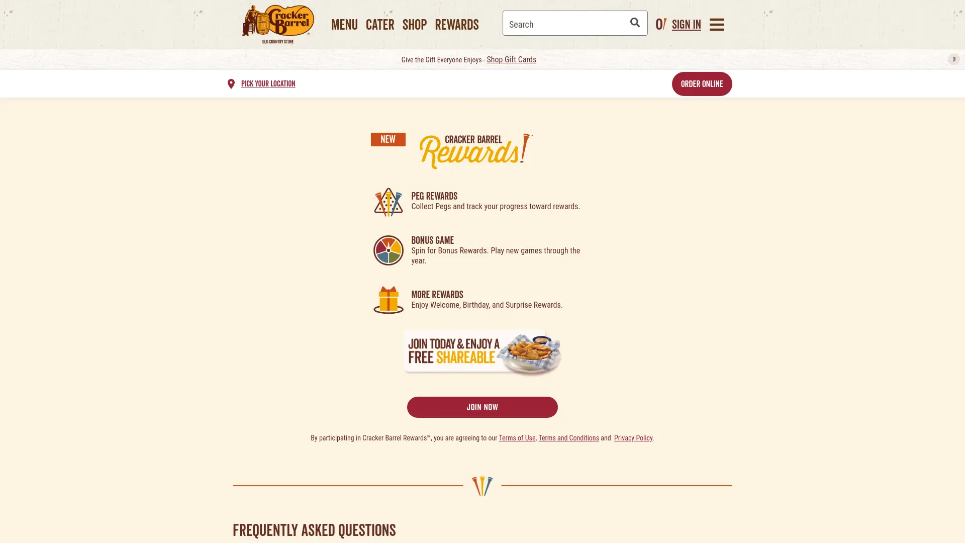 Sweepstake Cracker Barrel Rewards™ Bonus Game #7 by Cracker Barrel Old Country Store