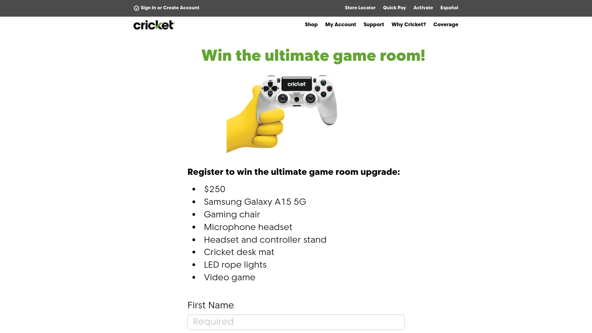 Sweepstake 2025 Cricket Wireless Level Up with Cricket Sweepstakes by Cricket Wireless LLC