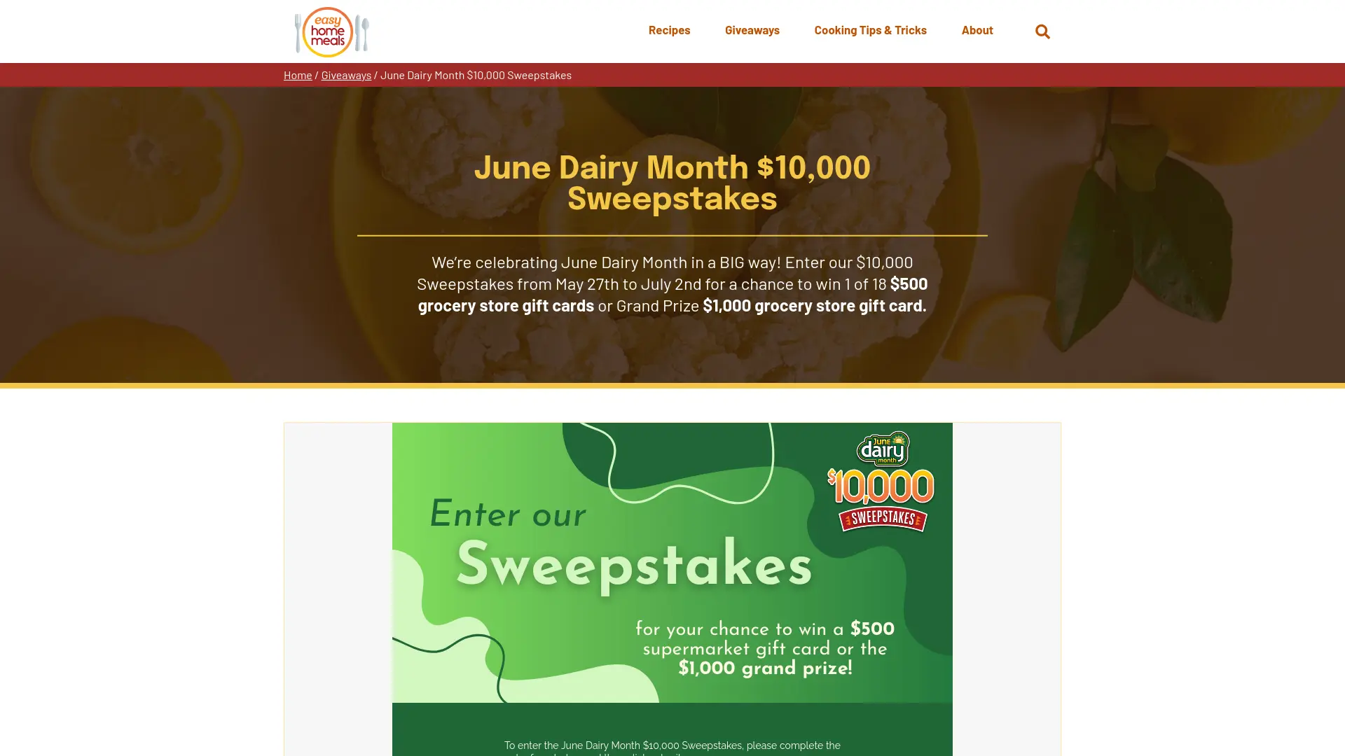 Sweepstake June Dairy Month $10,000 Sweepstakes by National Frozen & Refrigerated Foods Association