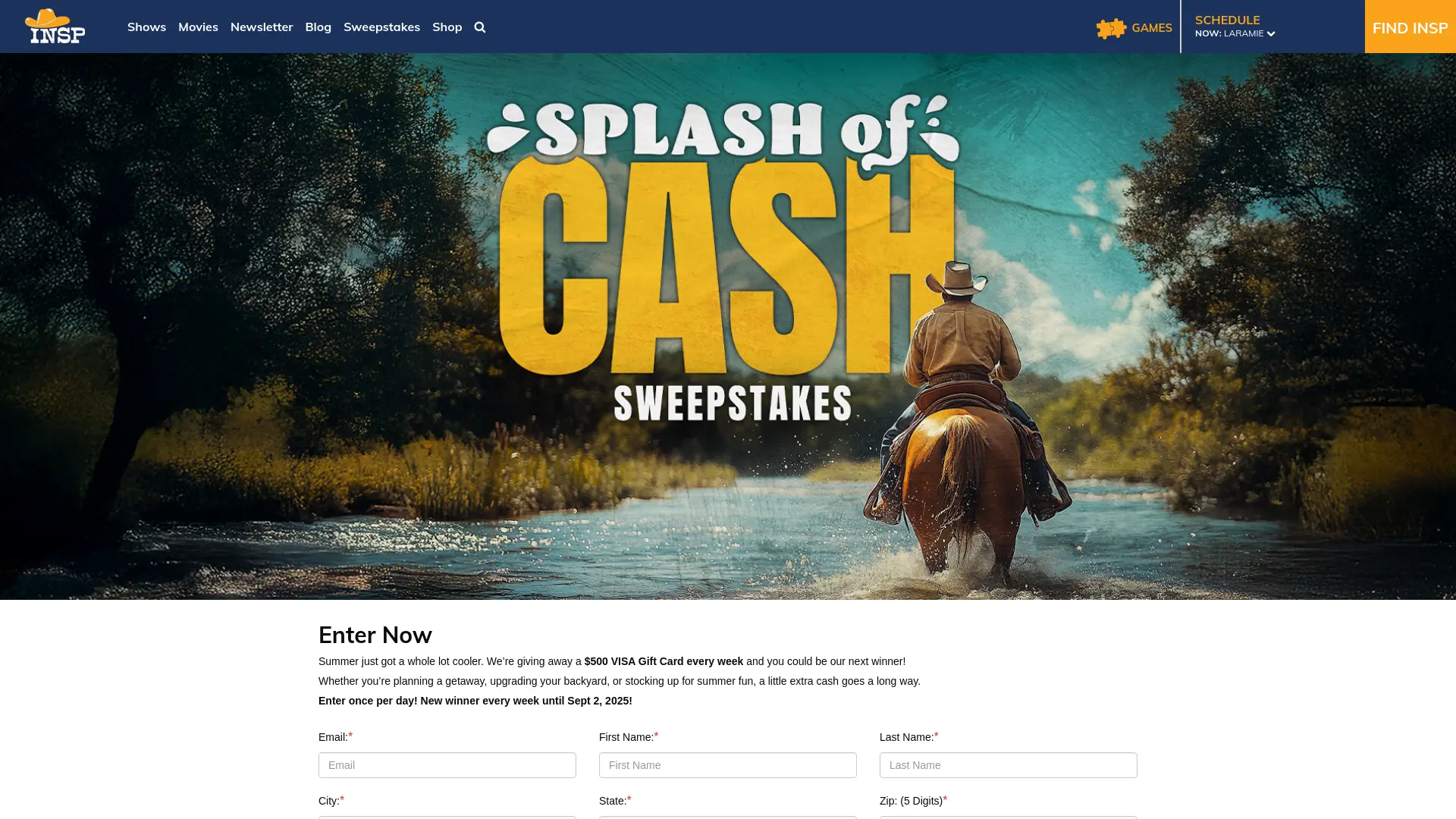 Sweepstake INSP $500 VISA Gift Card Giveaway by INSP LLC