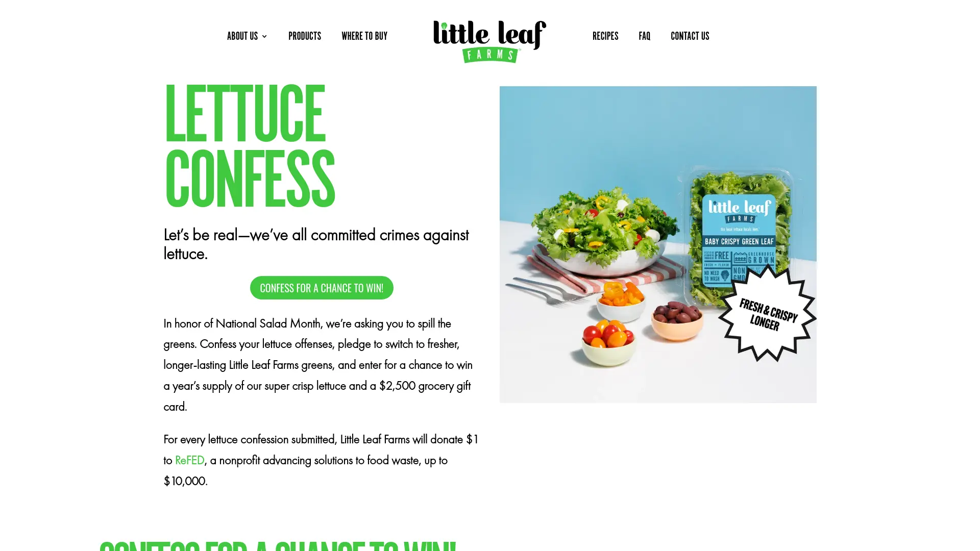 Sweepstake Little Leaf Farms Lettuce Confessions Sweepstakes by Little Leaf Farms