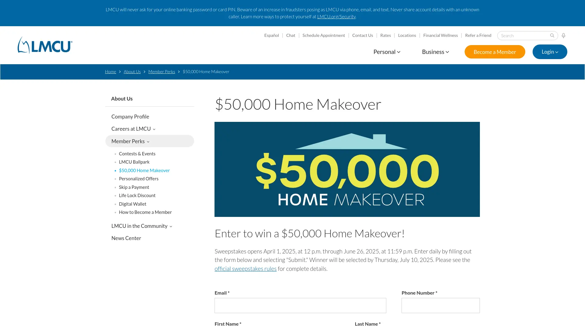 Sweepstake Lake Michigan Credit Union $50,000 Home Makeover Sweepstakes by Lake Michigan Credit Union