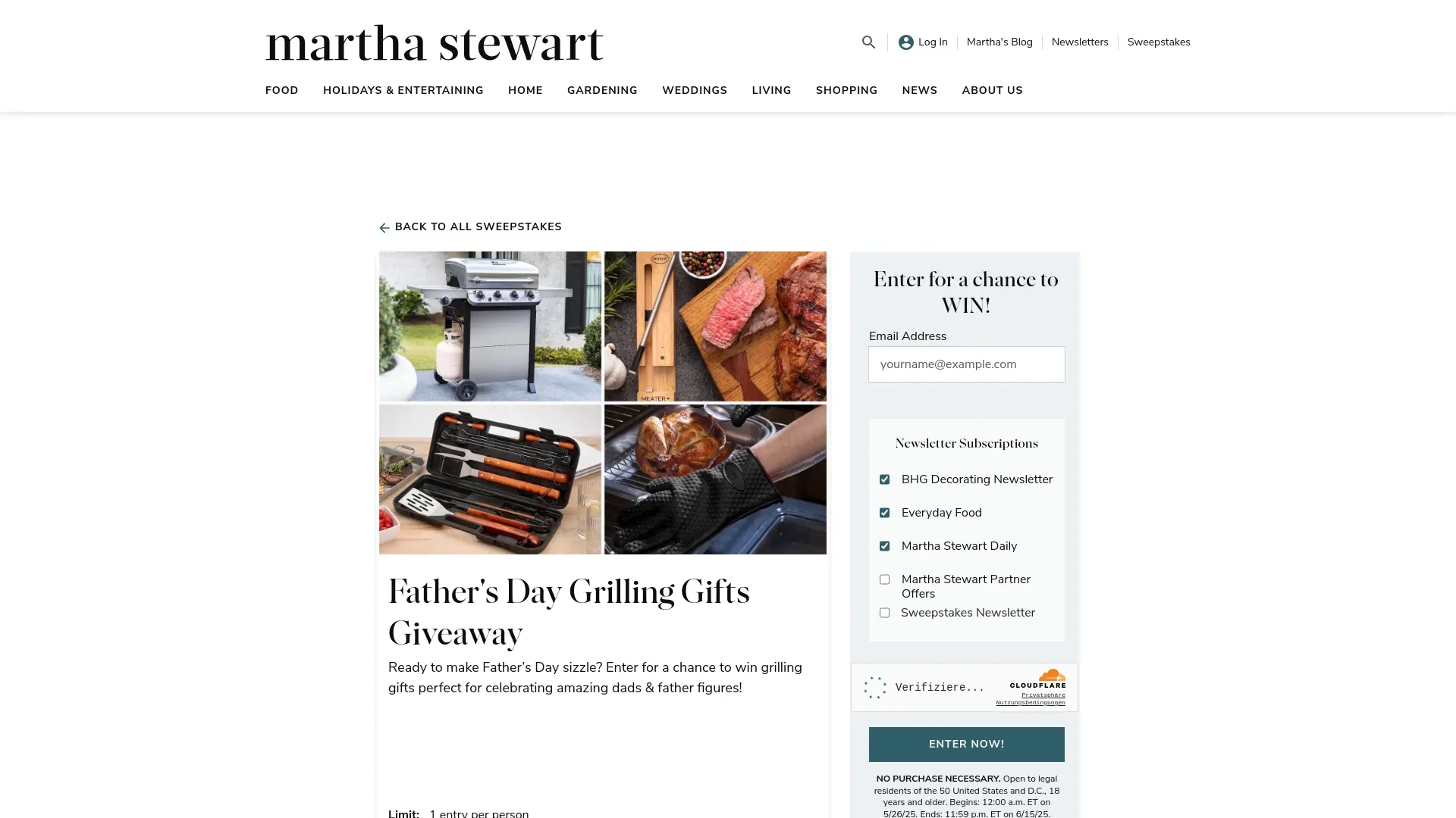 Sweepstake Father's Day Grilling Gifts Giveaway by Dotdash Meredith Inc.