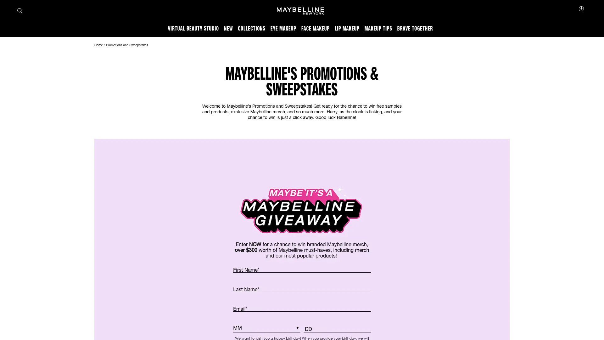 Sweepstake Maybe It’s a Maybelline Sweepstakes by Maybelline New York