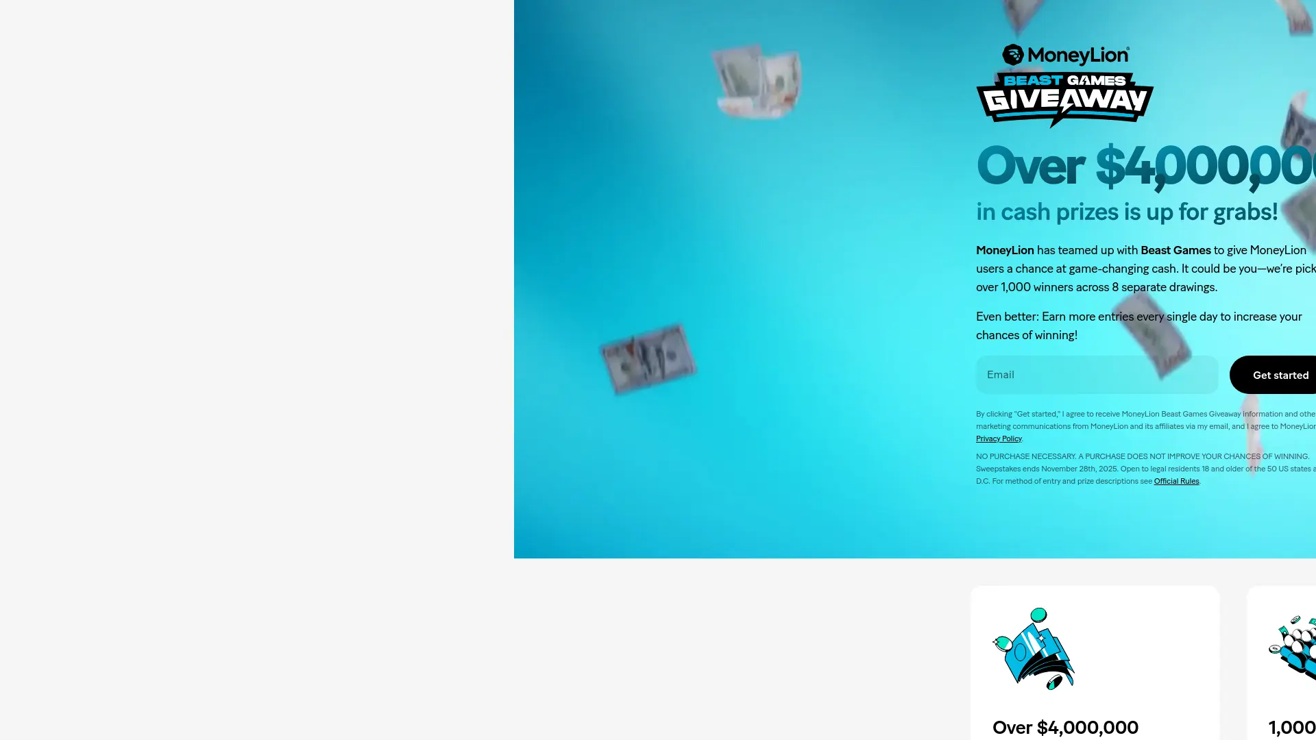Sweepstake MoneyLion Beast Games Giveaway by MoneyLion