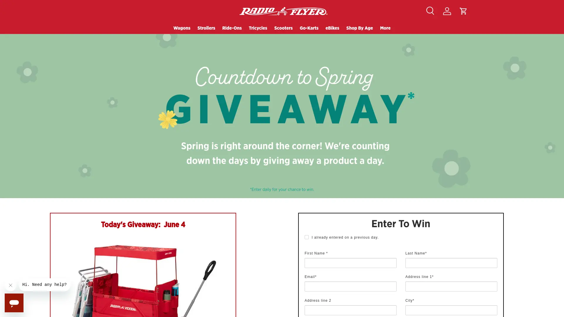 Sweepstake Countdown to Spring Giveaway by Radio Flyer