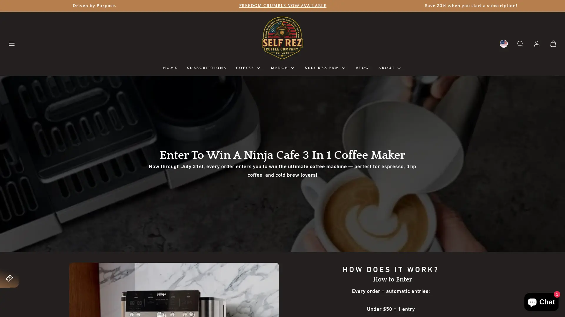Sweepstake Enter To Win A Ninja Cafe 3 In 1 Coffee Maker by Selfrez Coffee