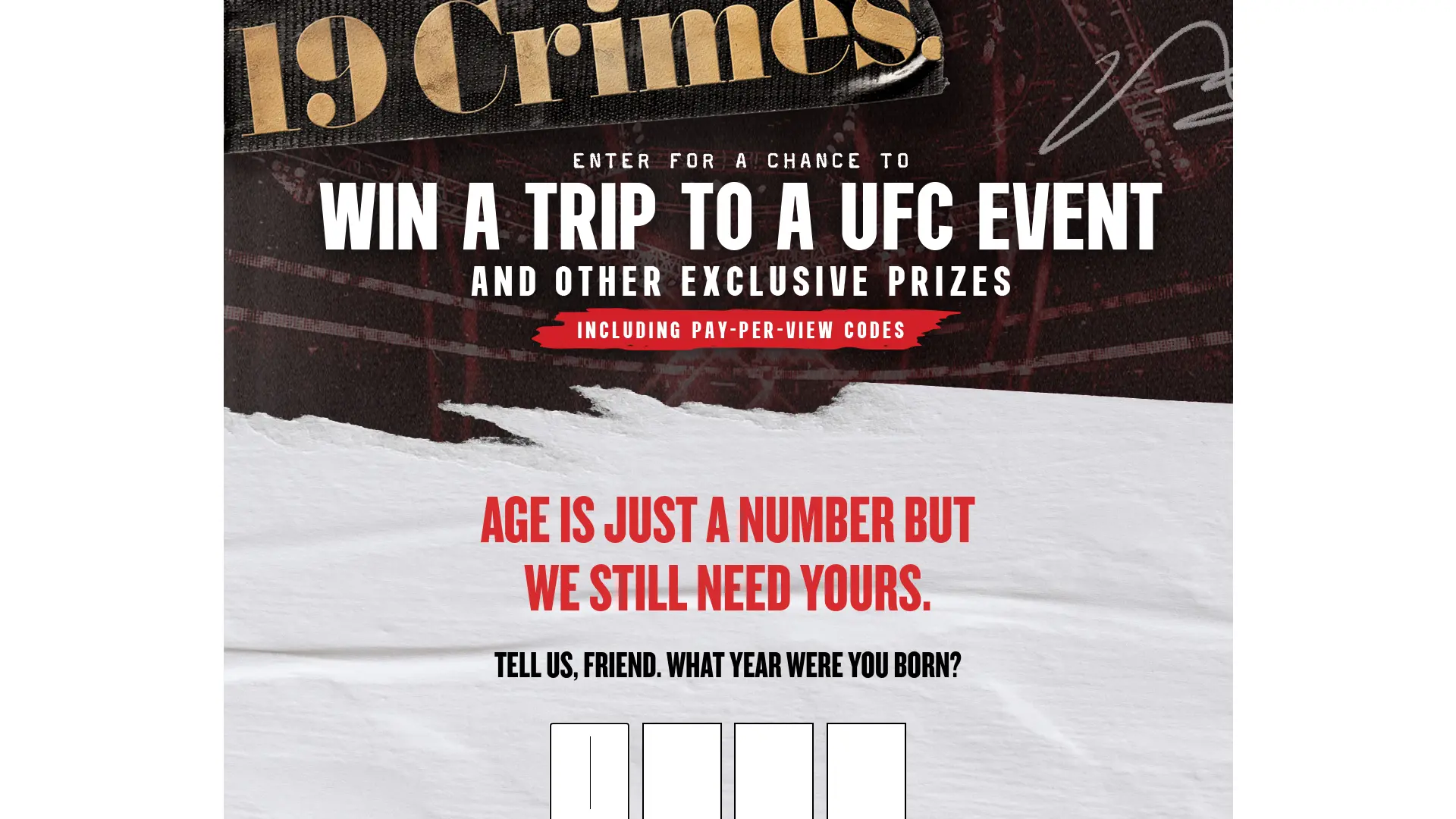 Sweepstake The 19 Crimes x UFC Instant Win Promotion by Treasury Wine Estates Americas Company