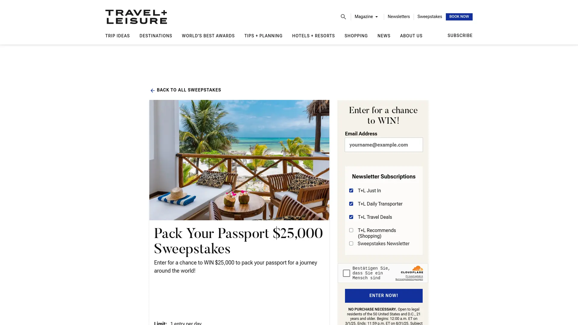 Sweepstake Pack Your Passport $25,000 Sweepstakes by Dotdash Meredith Inc.
