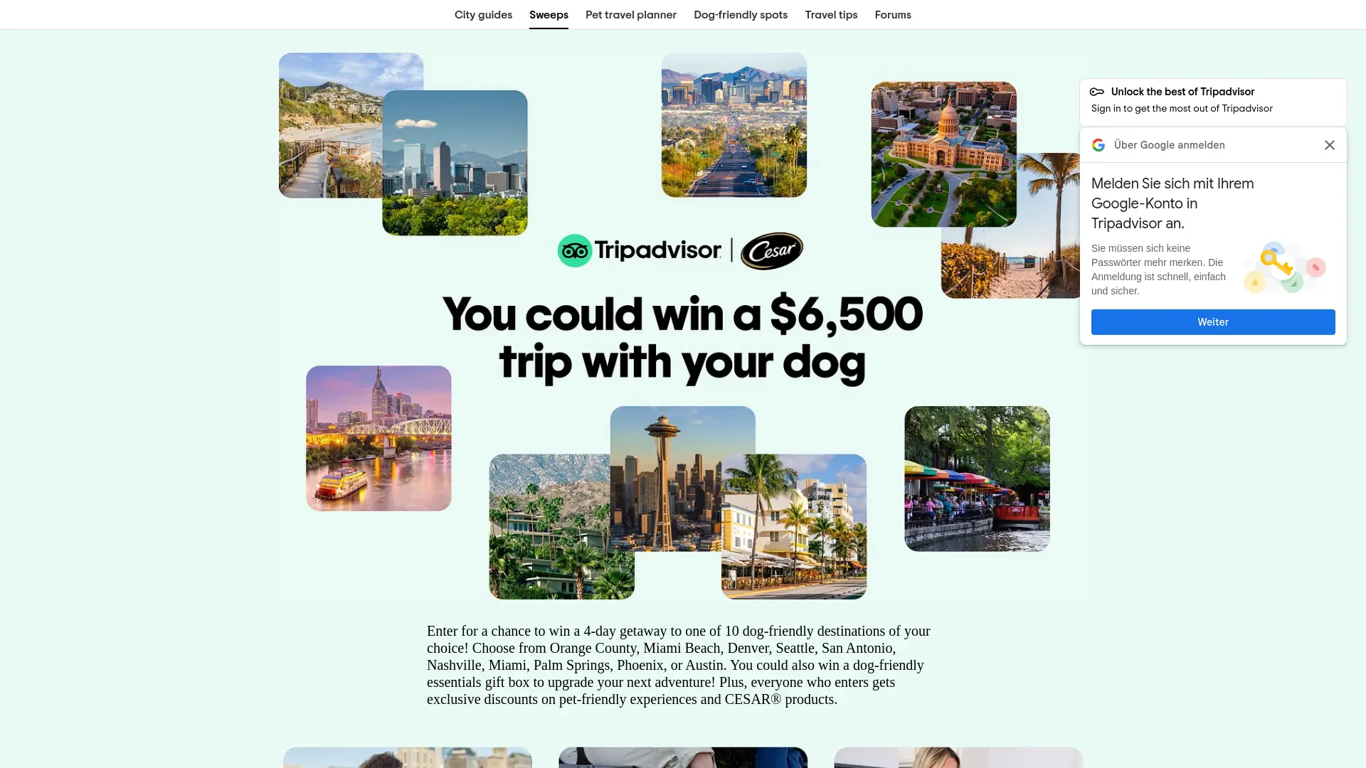 Sweepstake Cesar® Pet-Friendly Sweepstakes by Tripadvisor