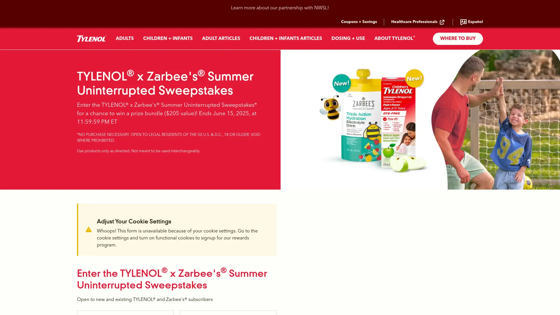 Sweepstake TYLENOL® x Zarbee's® Summer Uninterrupted Sweepstakes by Kenvue Brands LLC