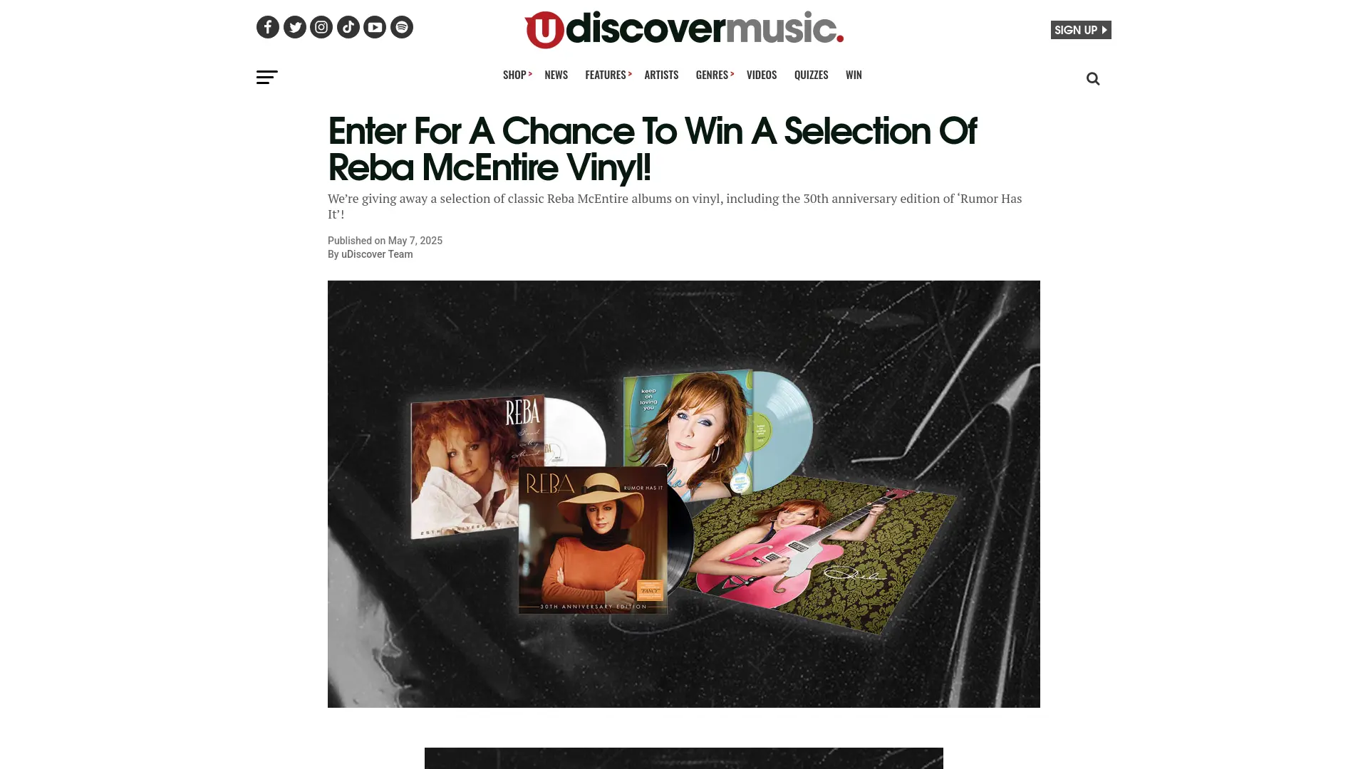 Sweepstake uDiscover Music Reba McEntire Giveaway by Universal Music Enterprises
