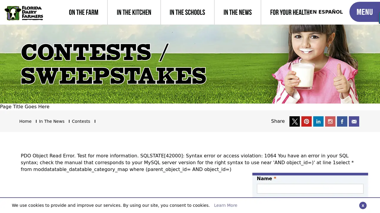 Sweepstake Milk and Cookies for a Year 2024-2025 Sweepstakes by Florida Dairy Farmers
