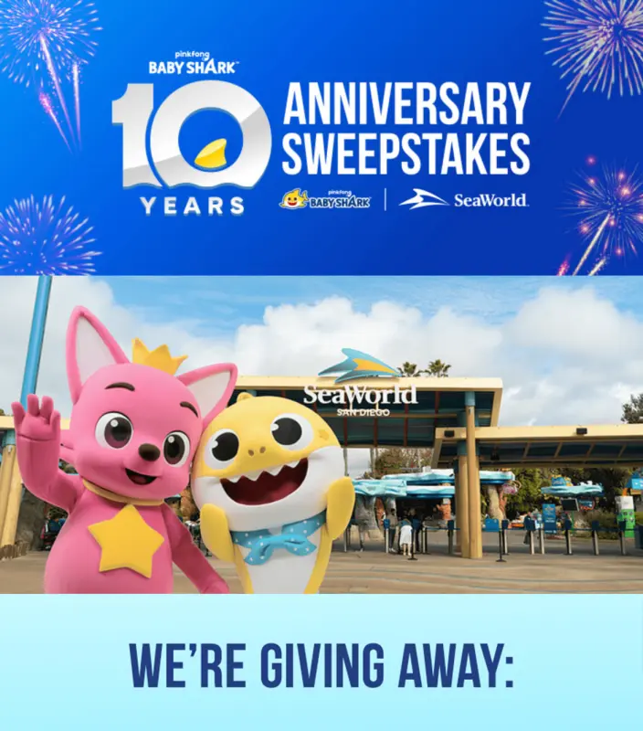 Sweepstake Baby Shark 10th Anniversary at SeaWorld Sweepstakes by Sea World LLC