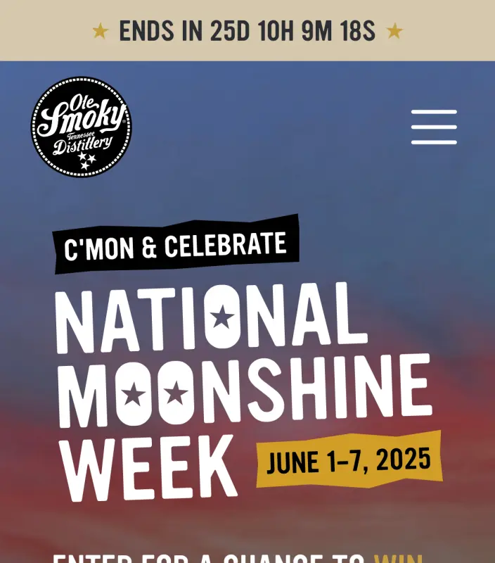 Sweepstake National Moonshine Week Sweepstakes - Ole Smoky by Ole Smoky Distillery