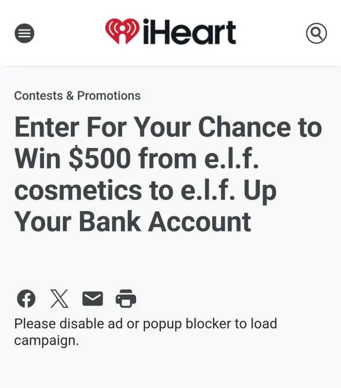 Sweepstake e.l.f. Up Your Bank Account Sweepstakes - iHeartRadio by iHeartMedia + Entertainment, Inc.