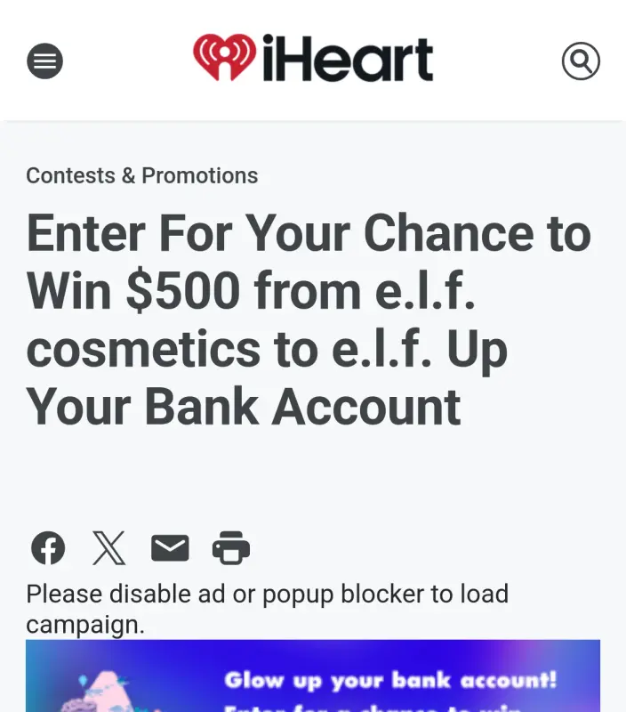 Sweepstake e.l.f. Up Your Bank Account Sweepstakes by iHeartMedia + Entertainment, Inc.