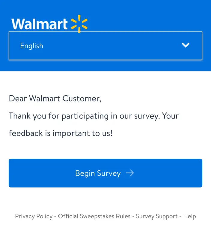 Sweepstake Walmart Customer Satisfaction Sweepstakes by Walmart