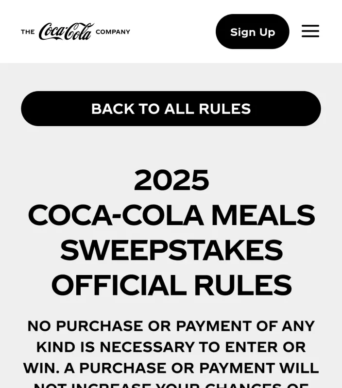 Sweepstake 2025 Coca-Cola Meals Sweepstakes by The Coca-Cola Company