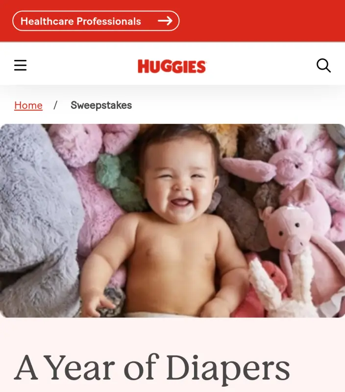 Sweepstake A Year of Diapers on Us Sweepstakes by Kimberly-Clark