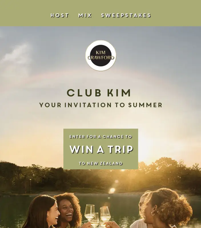 Sweepstake Kim Crawford Trip to New Zealand 2025 Sweepstakes by Kim Crawford