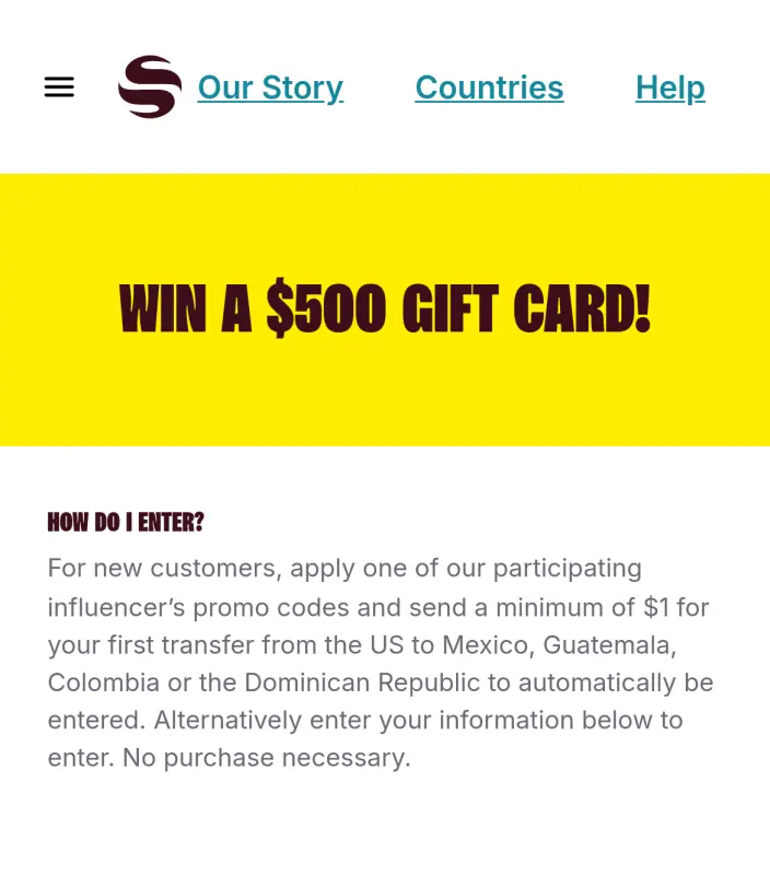 Sweepstake LATAM Influencer Giveaway - World Remit by World Remit